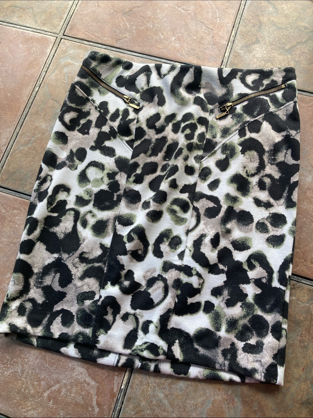 Simply Vera Vera Wang Black,Cream Animal Print Mini Skirt